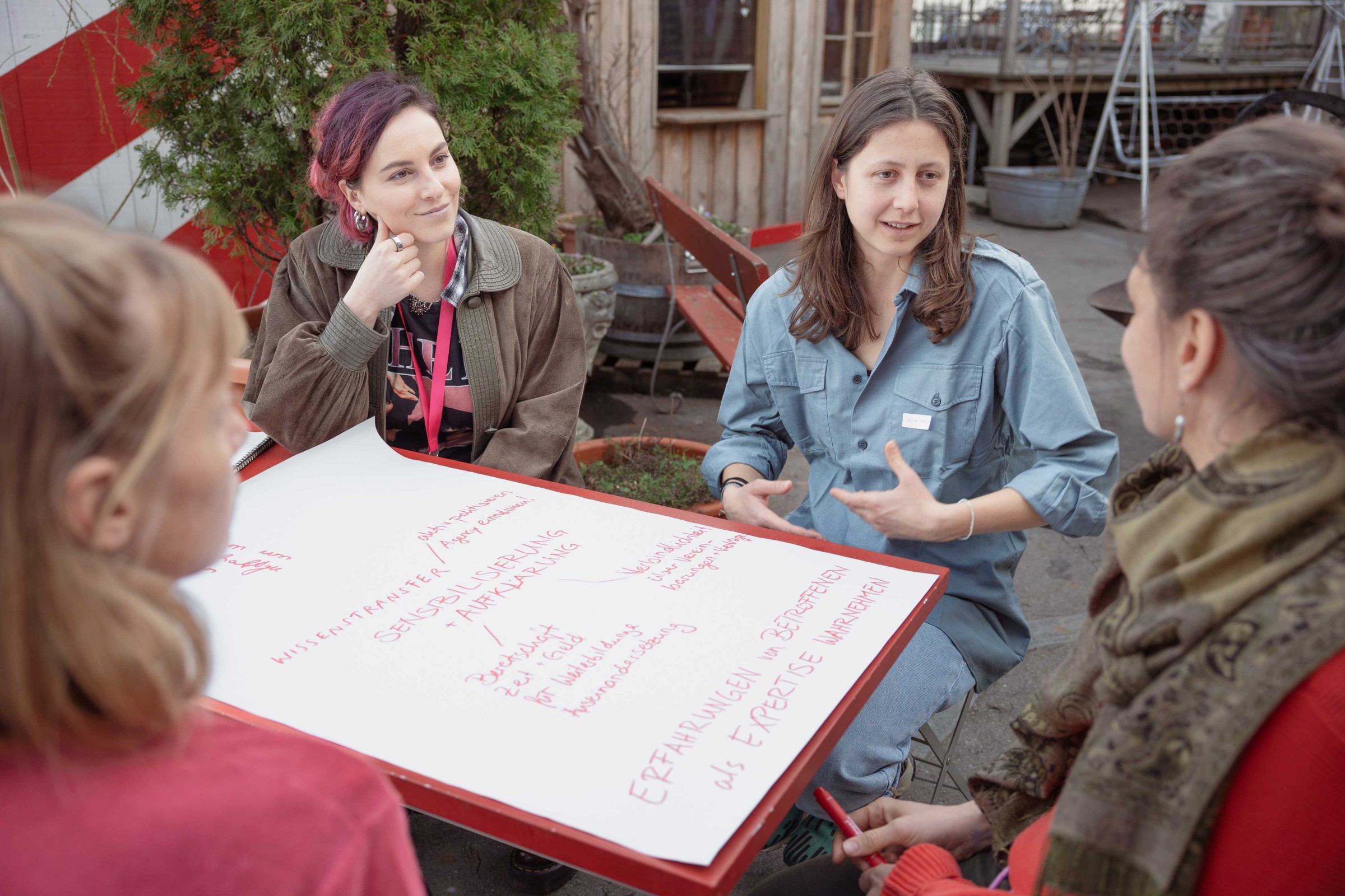 Teilnehmerinnen im Workshop-Austausch. Bild: Livia Walker.