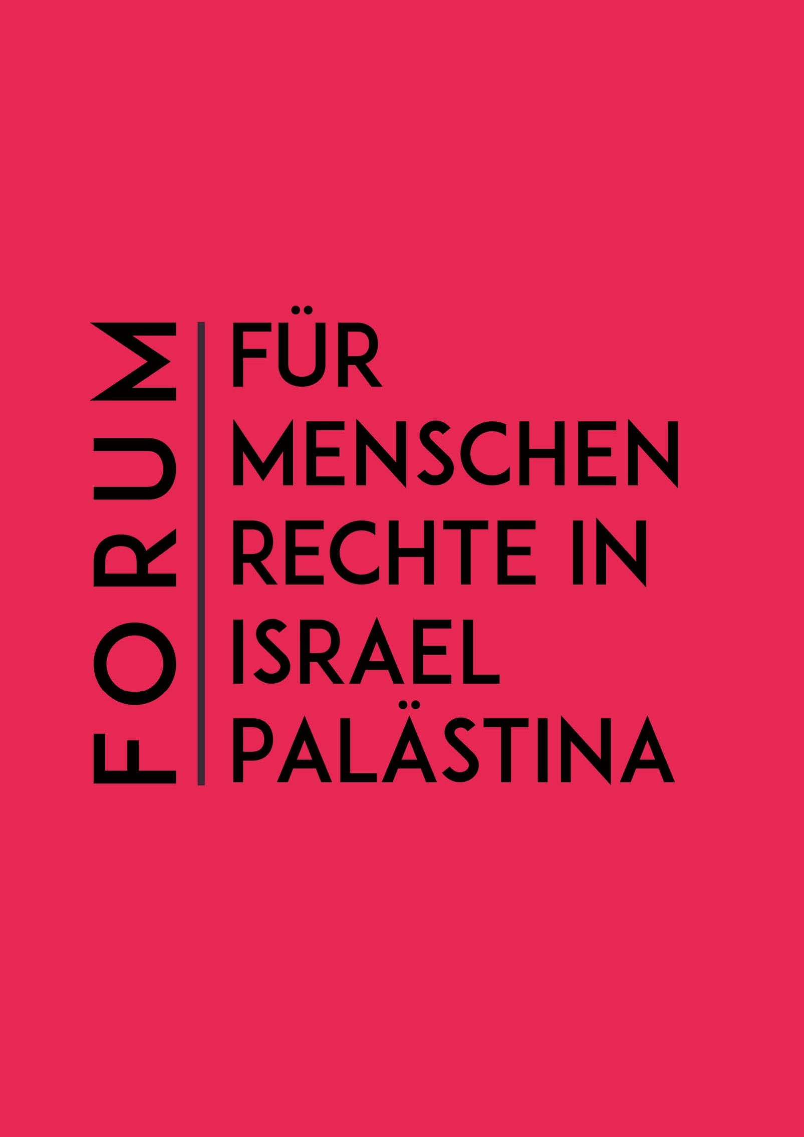 Logo des Forum für Menschenrechte Israel/Palästina mit pinkem Farbfilter.